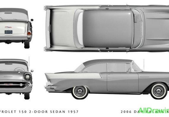 Chevrolet 150 2door Sedan 1957) (Chevrolet 150 2door Sedan 1957)) - drawings (drawings) of the car